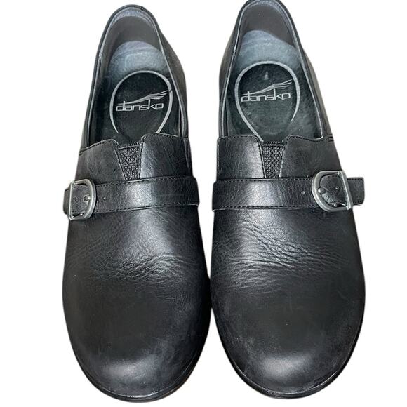 DANSKO Jane Full Grain‎ Leather Black Slip On Buckle Detail Women’s Size 7.5-8 - Picture 1 of 9